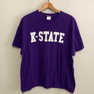 Gildan Purple Short Sleeve Tee with K-STATE Print, Size XL unisex men’s women’s